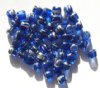 50 6x6mm Sapphire & Silver Cylinder Beads